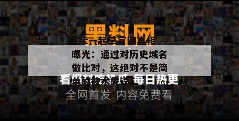 17c一起草官网真相曝光：通过对历史域名做比对，这绝对不是简单的技术失误。